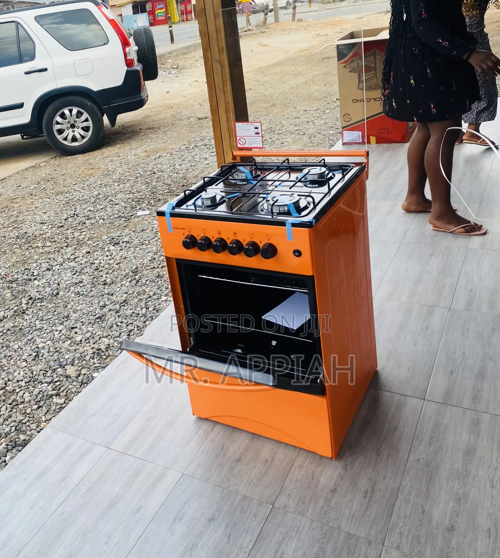 Elegant Orange Volcano 4 Gas Burner With Oven(50x50).