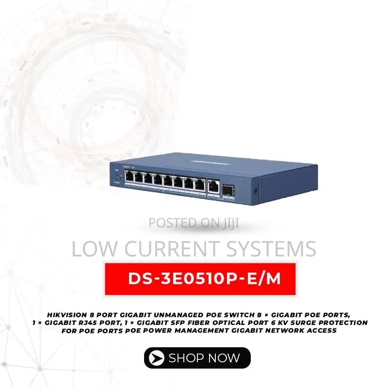 Hikvision 8 Port Gigabit Unmanaged Poe Switch 8 × Gigbit Poe