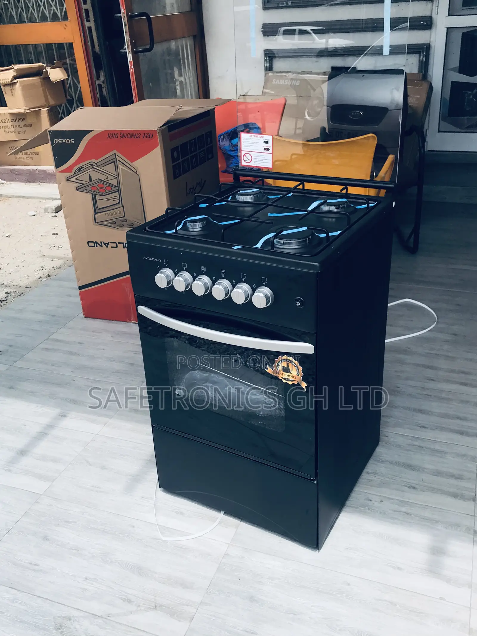 Black 4 Gas 50x50 Volcano Oven With Grill Cooker