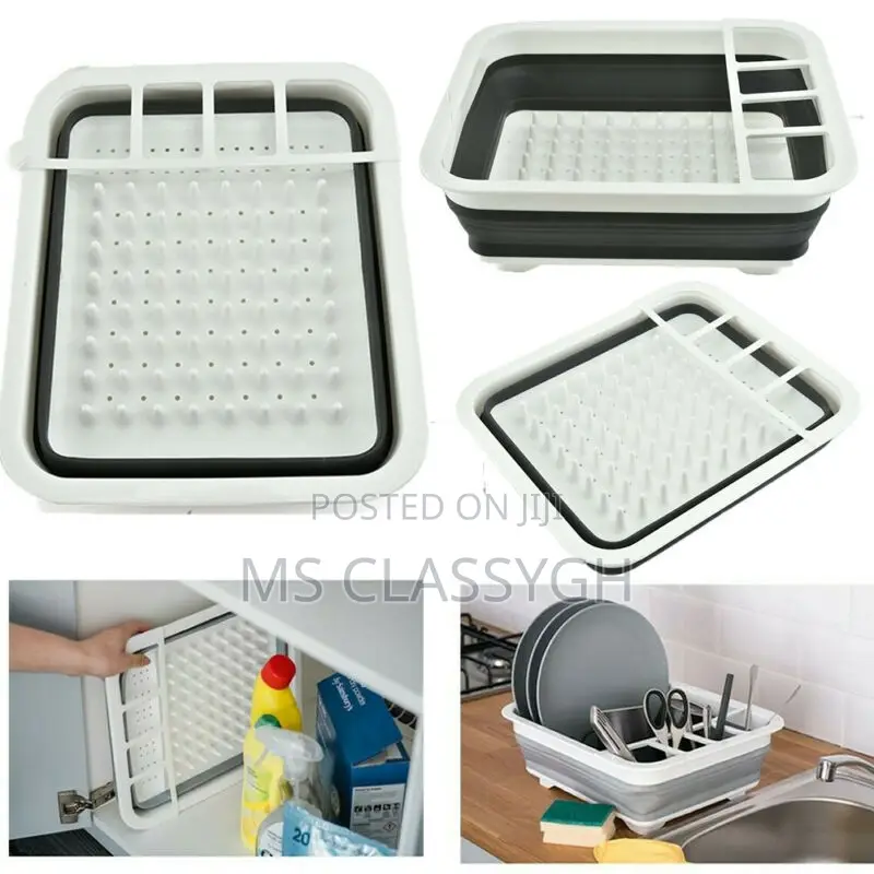 Foldable Dish Rack Storage Holder Drainer Bowl Tableware Por