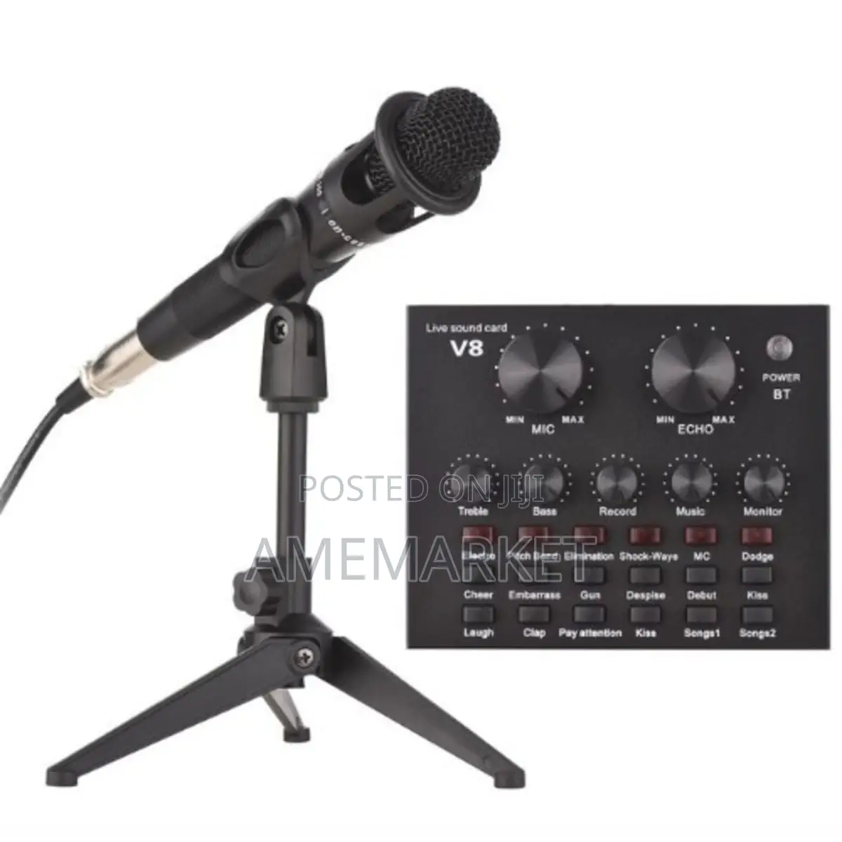 Studio Condenser Microphone With V8 Sound Card Desktop Set