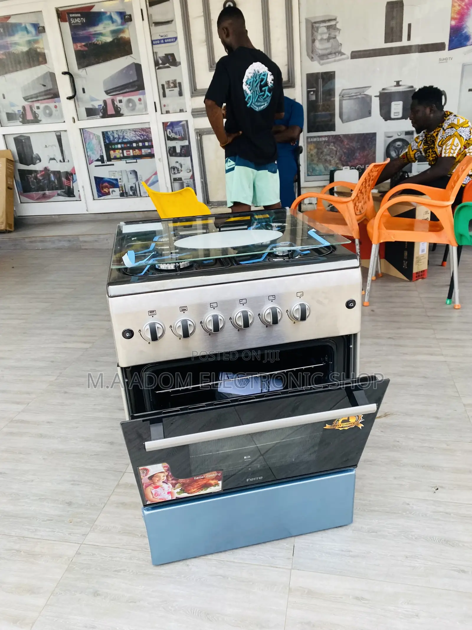 Sleek Ferre 60x60 4 Gas Burner With Oven and Grill(Gray).