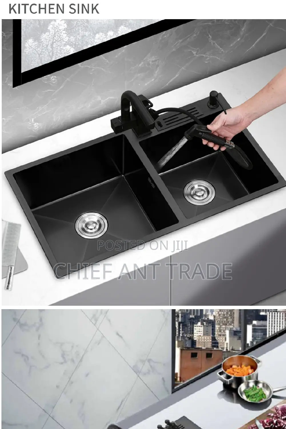 Kitchen Sink. Black. Double. . K