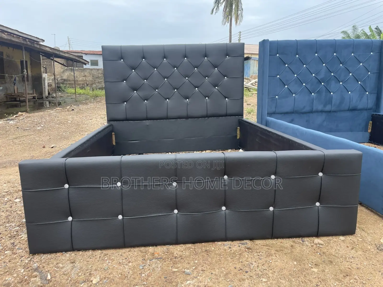 Black Leather Double Bedframe