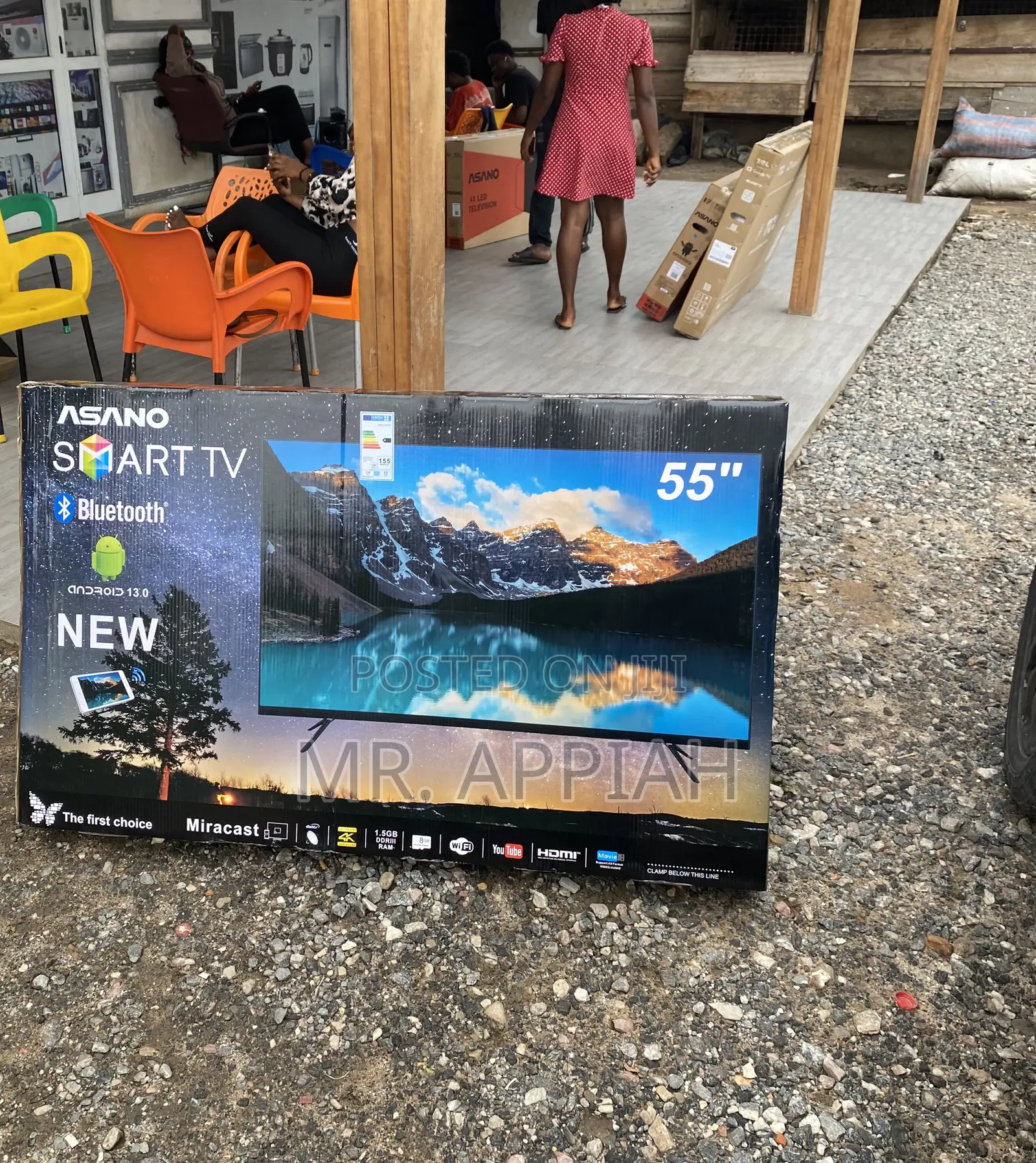 Affordable Asano 55" UHD Smart Satellite TV(Black).