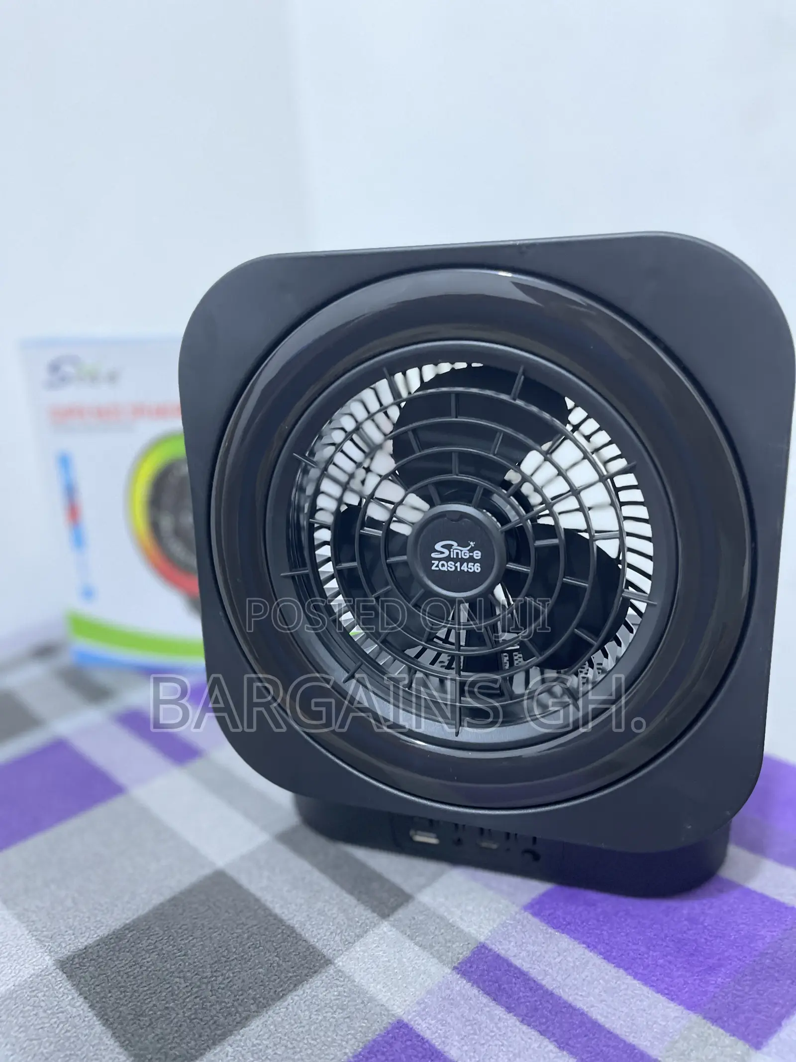 Portable Rechargeable Fan With Boombox Speaker and Light