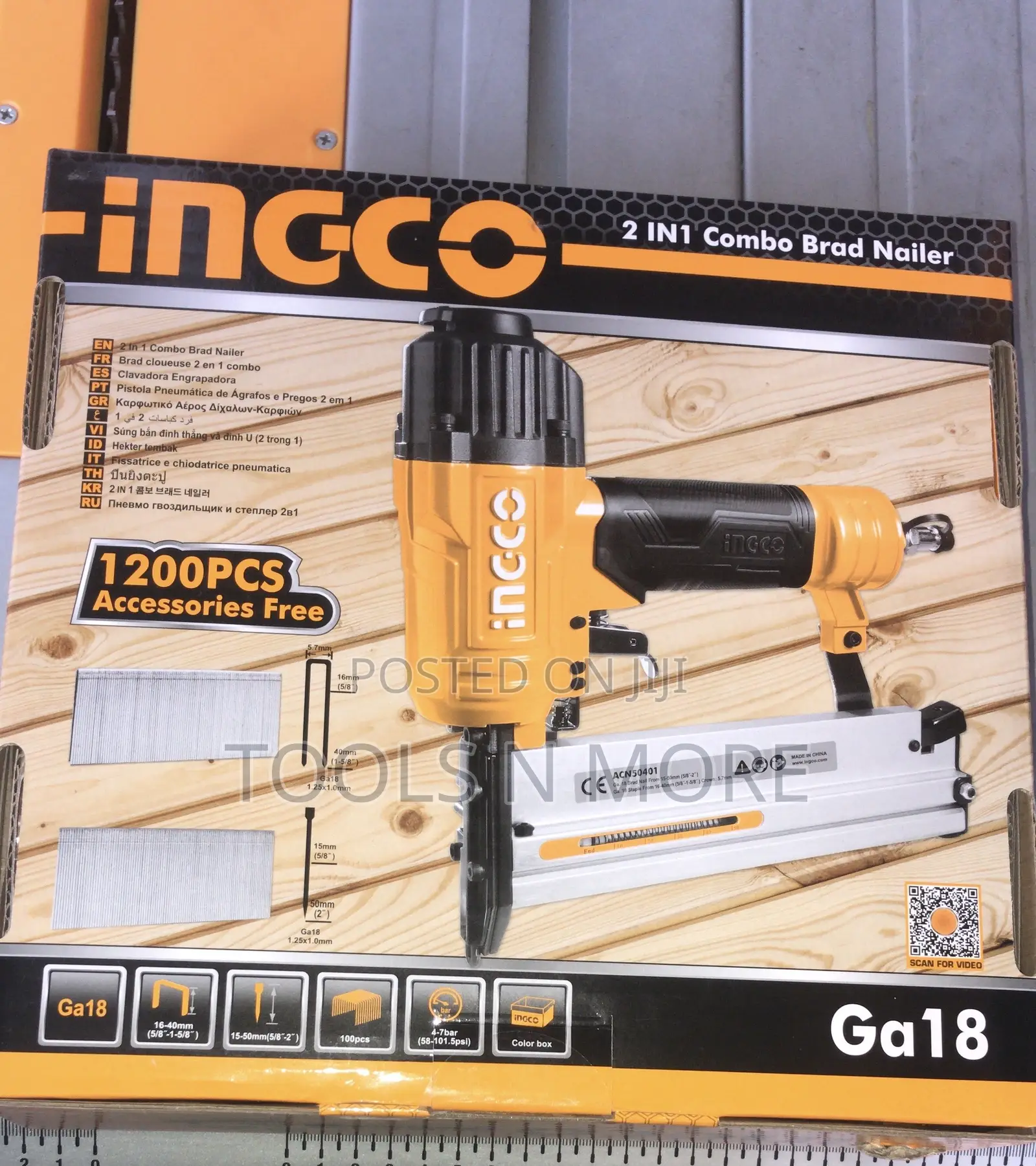 INGCO 2 In 1 Combo Air Brad Nailer