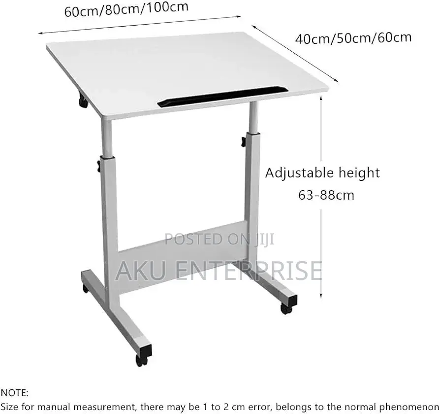 Laptop Bedside Table With Wheels, Adjustable Height