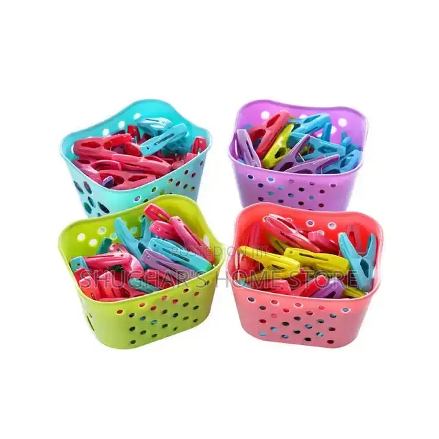 30pcs Plastic Clothes Pegs in a Basket