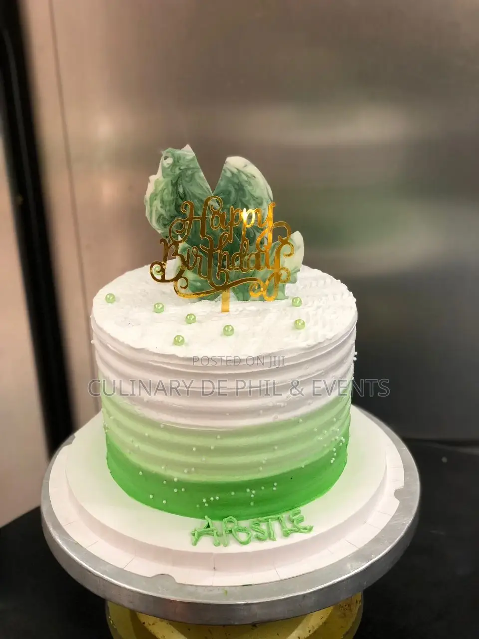 Green and White Cake