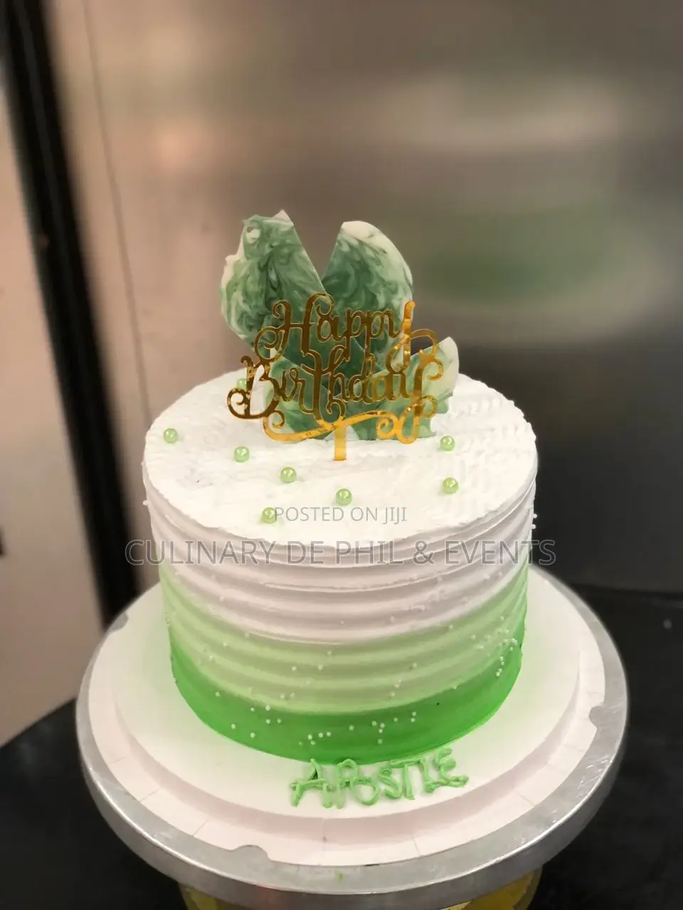 Green and White Cake