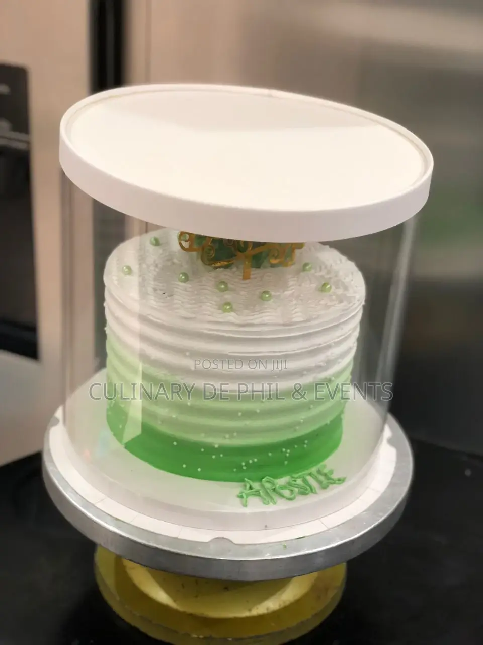 Green and White Cake