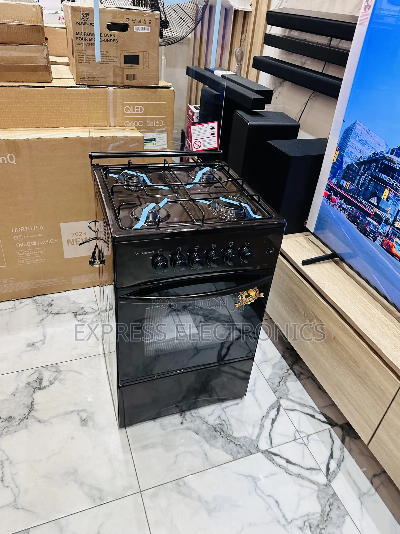 50/50 Stove Oven 4burner Black Gas Cooker Oven Grill