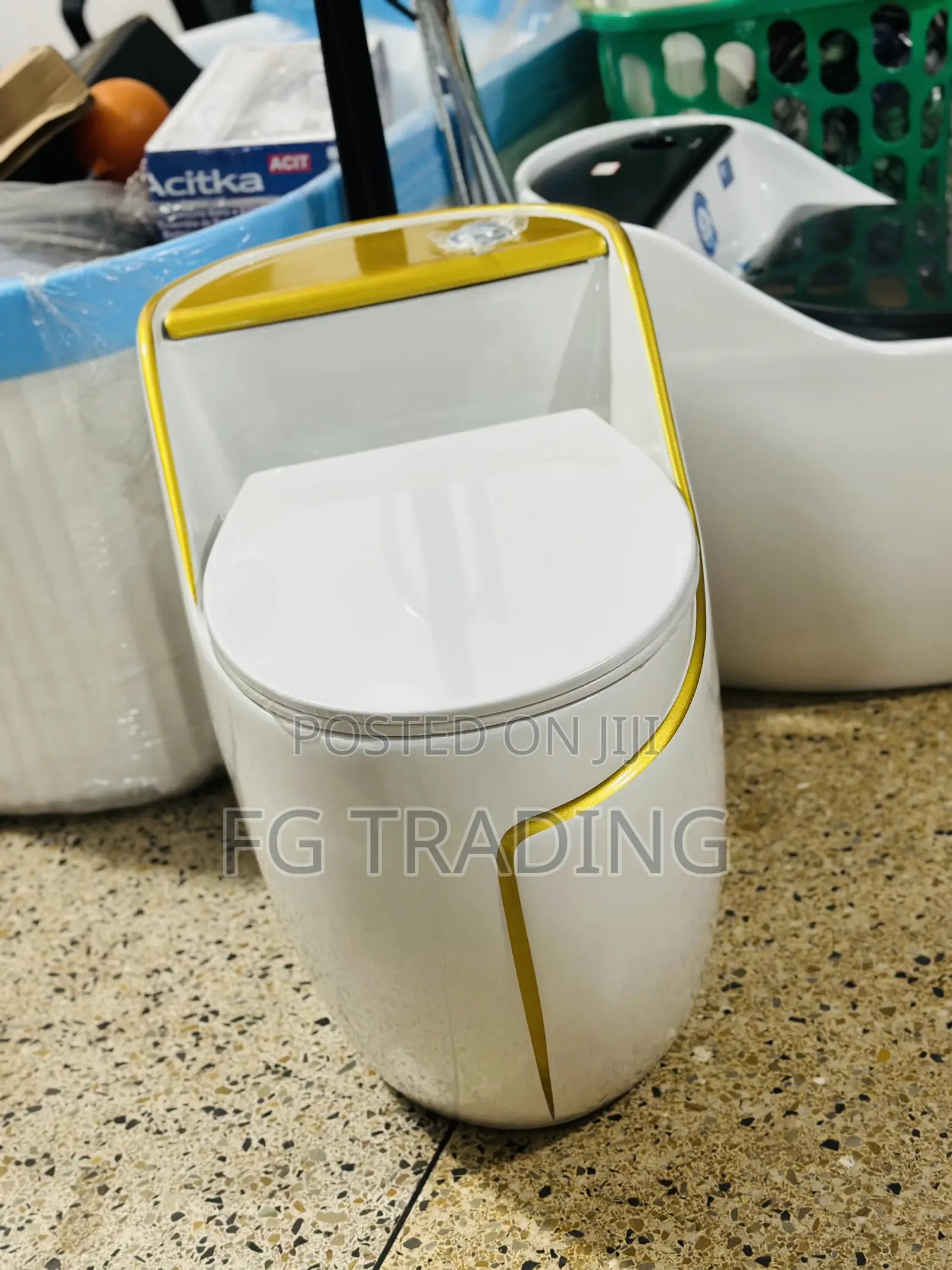 Egg Water Closet _ White and Gold WC