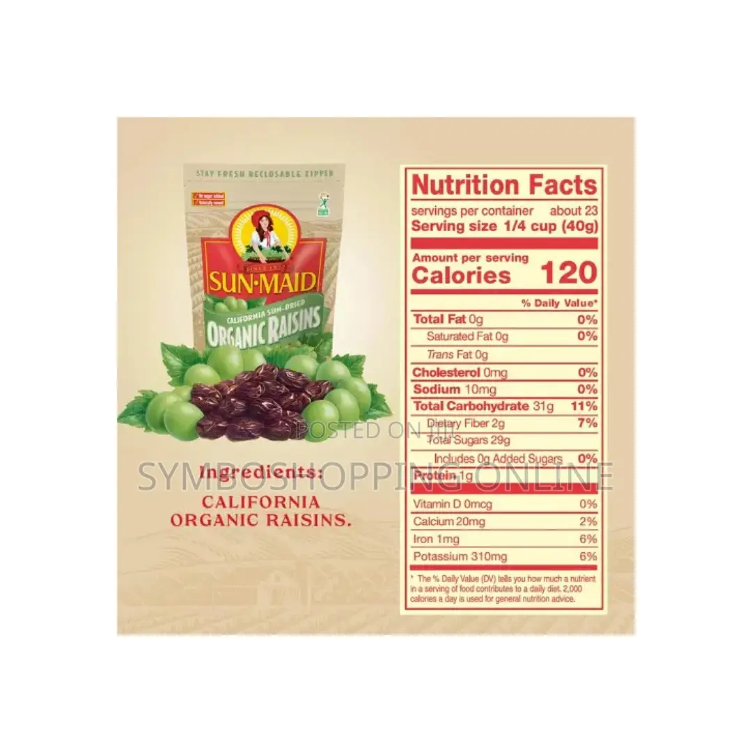 Sunmaid Organic Dried Raisins 1.81kg (150ghs Each)
