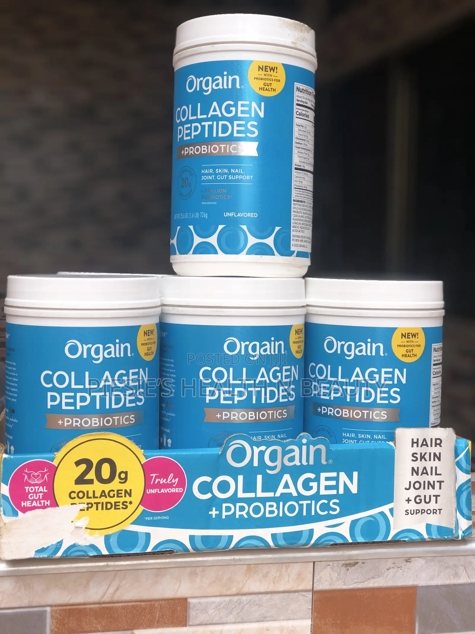 Orgain Collagen Peptides + Probiotics, Unflavored, 1.6 LBS