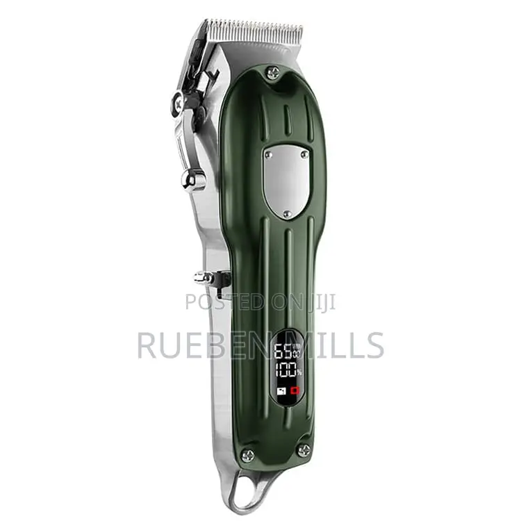 Green Metal Body Wmark Professional Cordless Hair Clipper