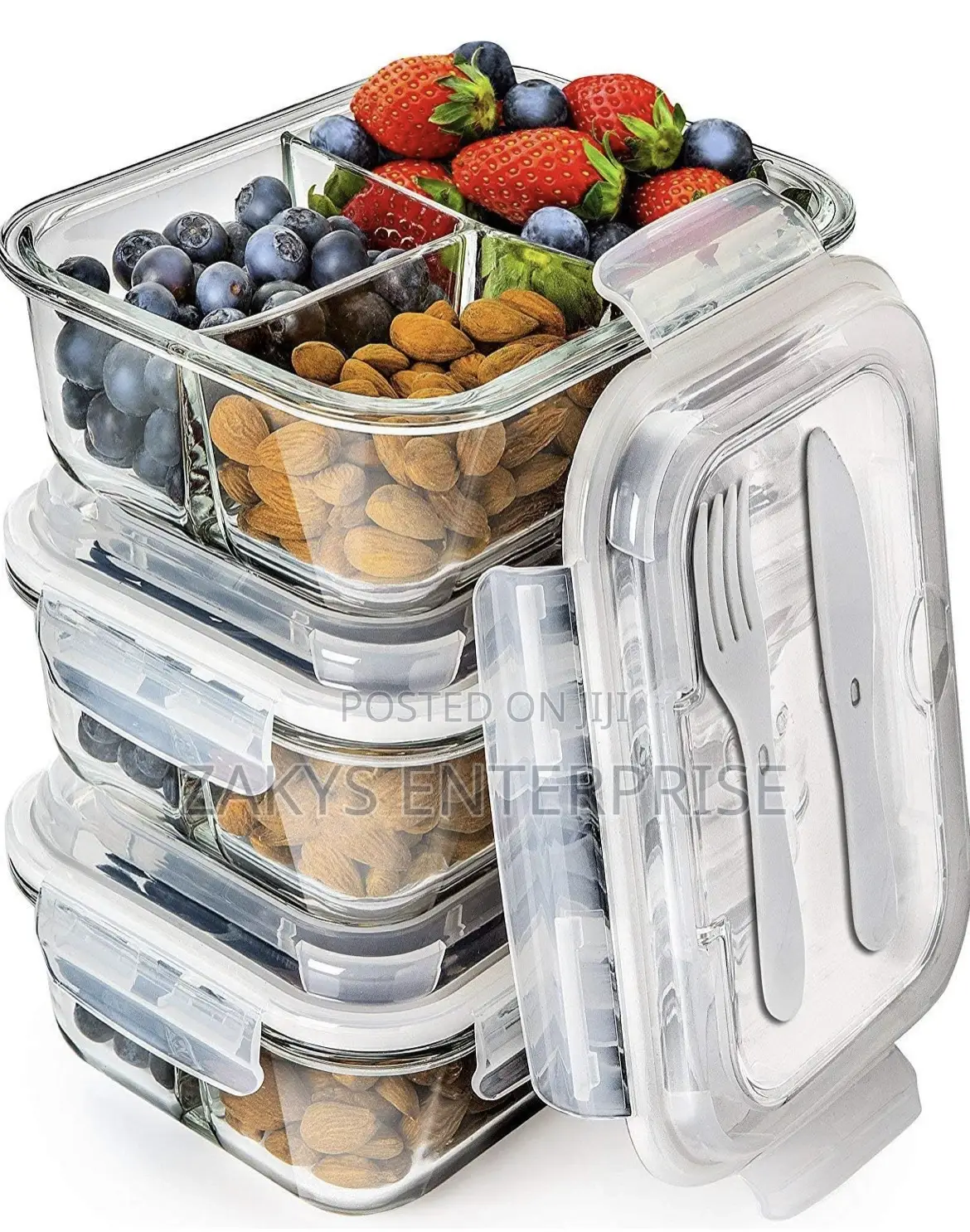 3 Compartment Glass Storage/Lunch Bowl