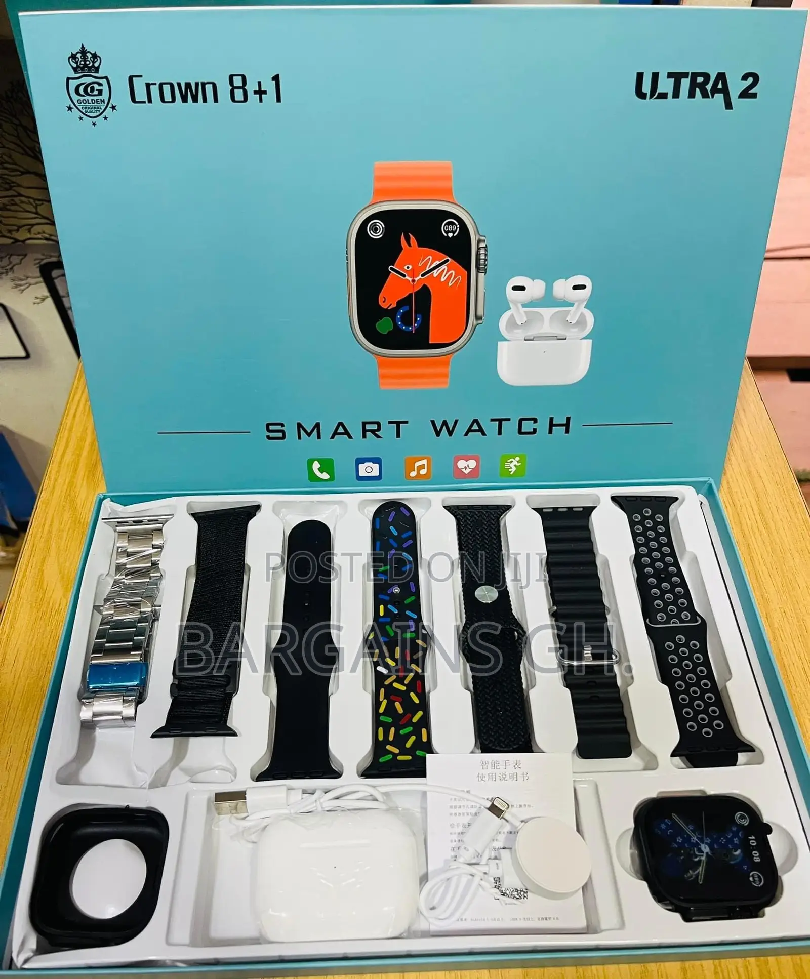 Crown 8 + 1 Ultra Smart Watch With Airpods