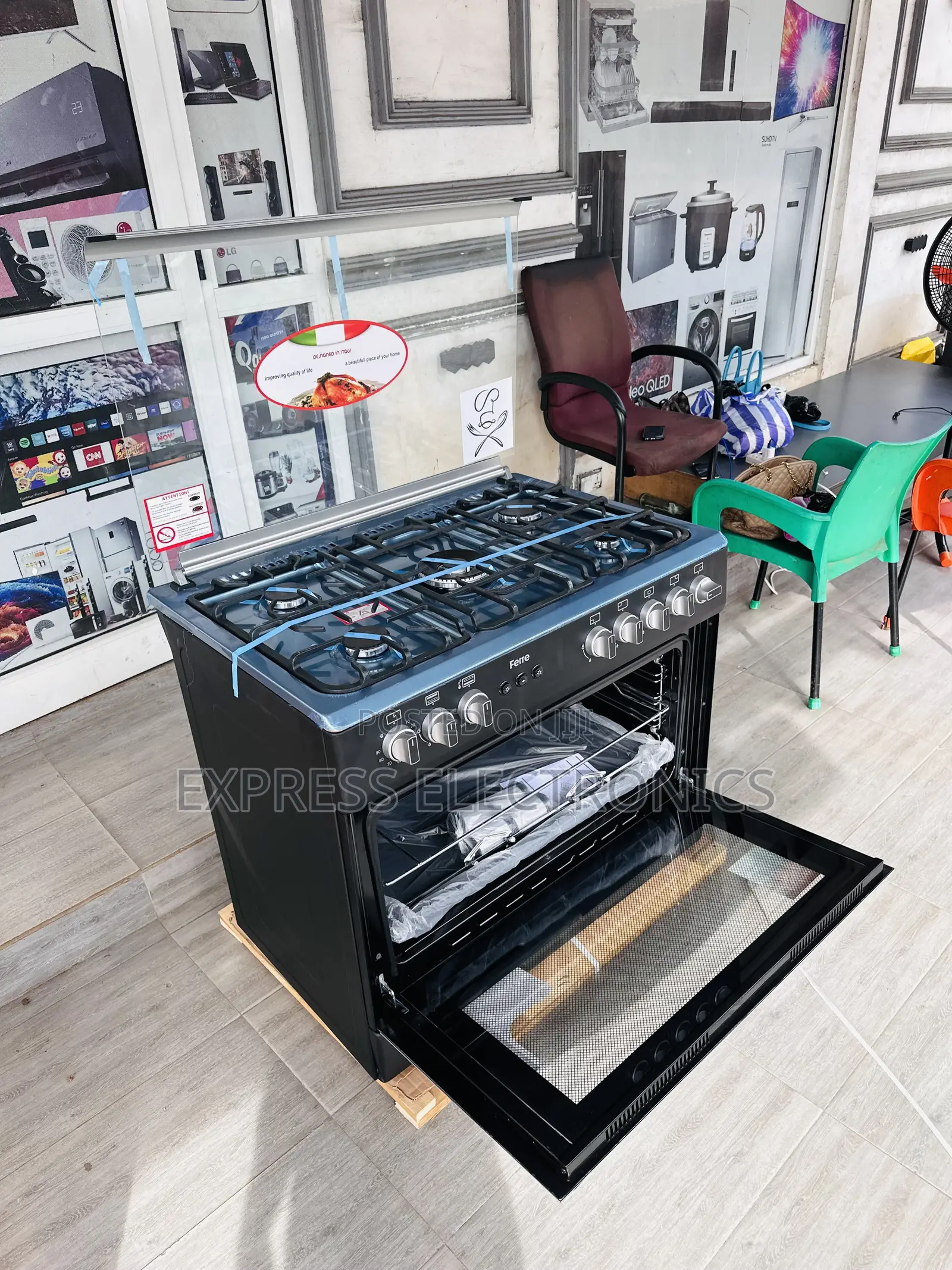 Ferre Black 60/90 Gas Cooker Oven 5burner Rotisserie