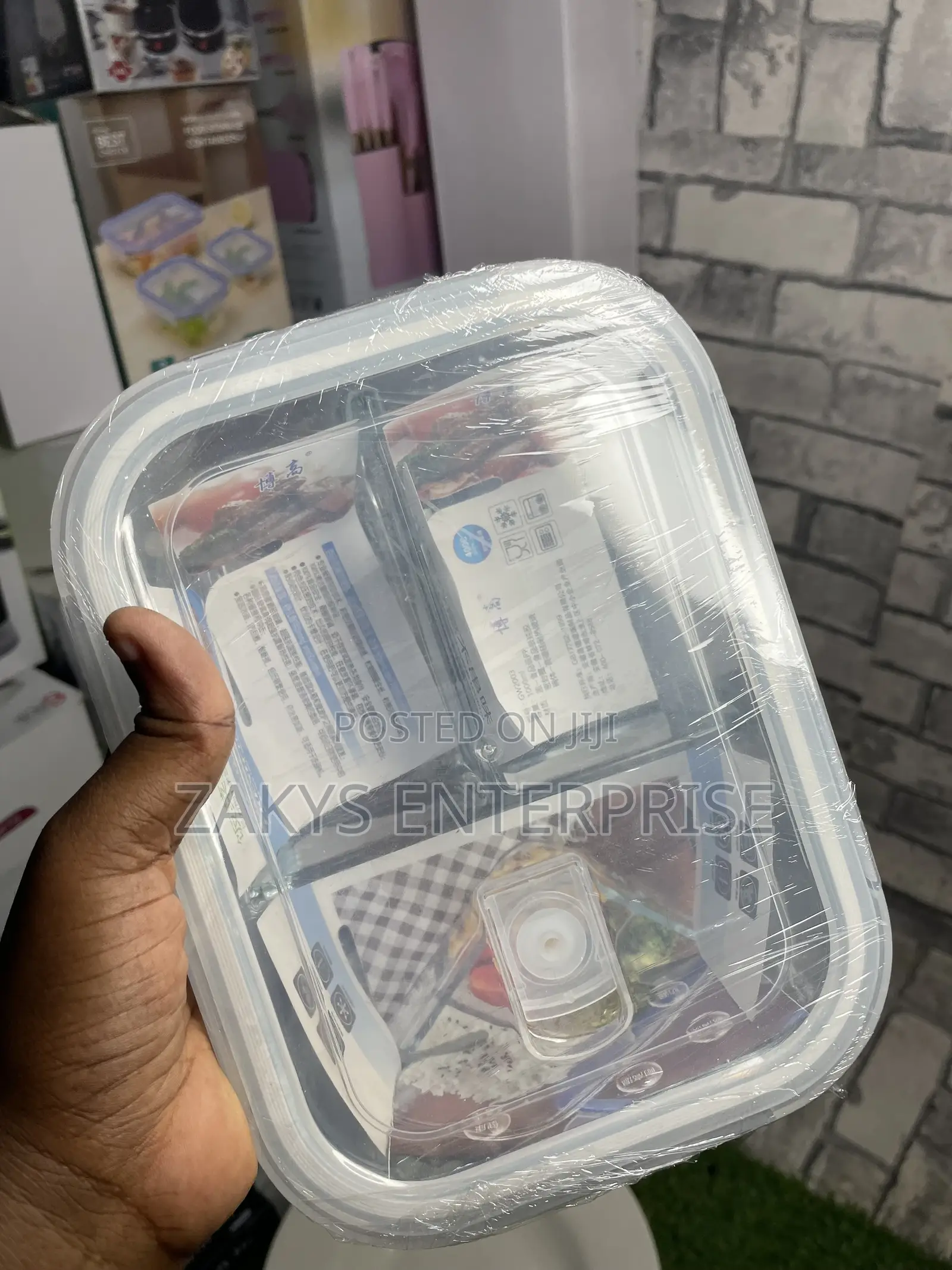 Single 3 Compartment Glass Storage Bowl/ Lunch Box