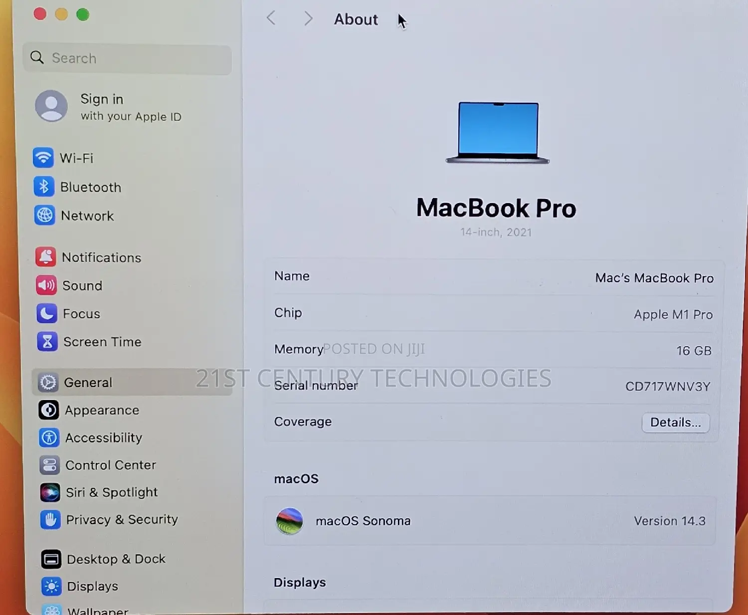 Laptop Apple MacBook Pro 2021 M1 16GB Apple M1 Pro SSD 1T