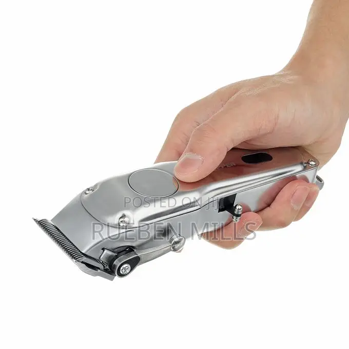 Silver All Metal Cordless Chargeable Kemei Barbering Machine