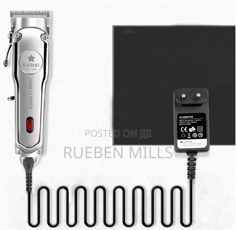 Silver All Metal Cordless Chargeable Kemei Barbering Machine