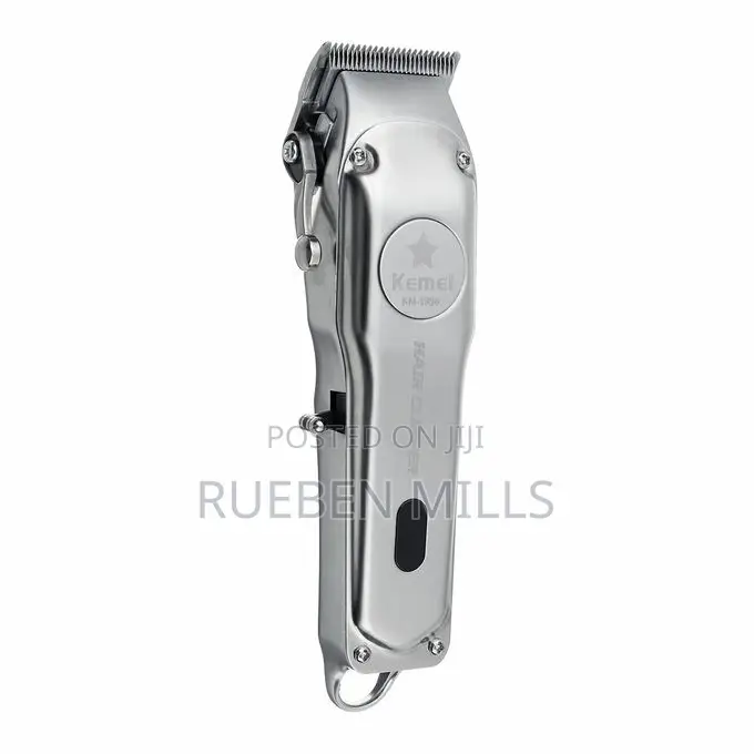Silver All Metal Cordless Chargeable Kemei Barbering Machine