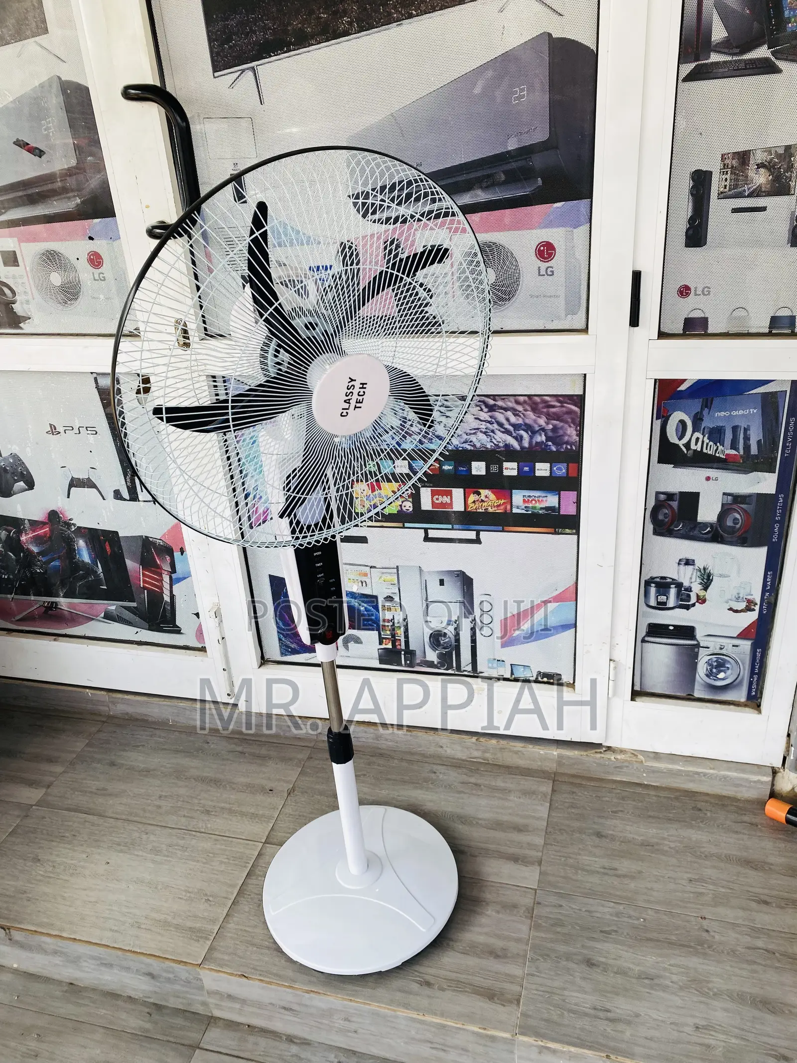 Elegant White Classy Tech 18 Rechargeable With Remote Fan.