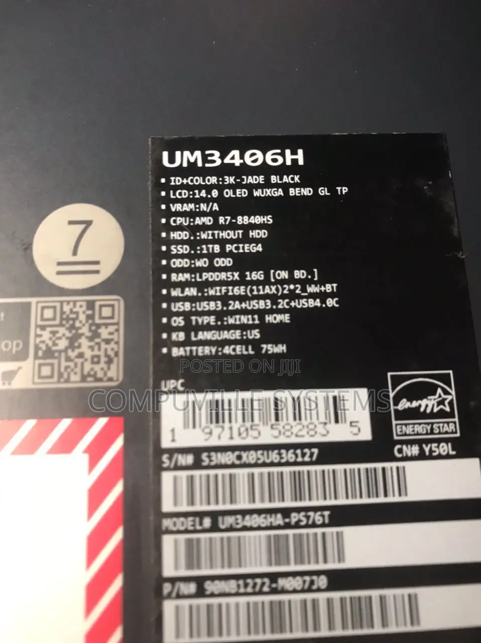 New Laptop Asus 16GB AMD Ryzen 7 SSD 1T