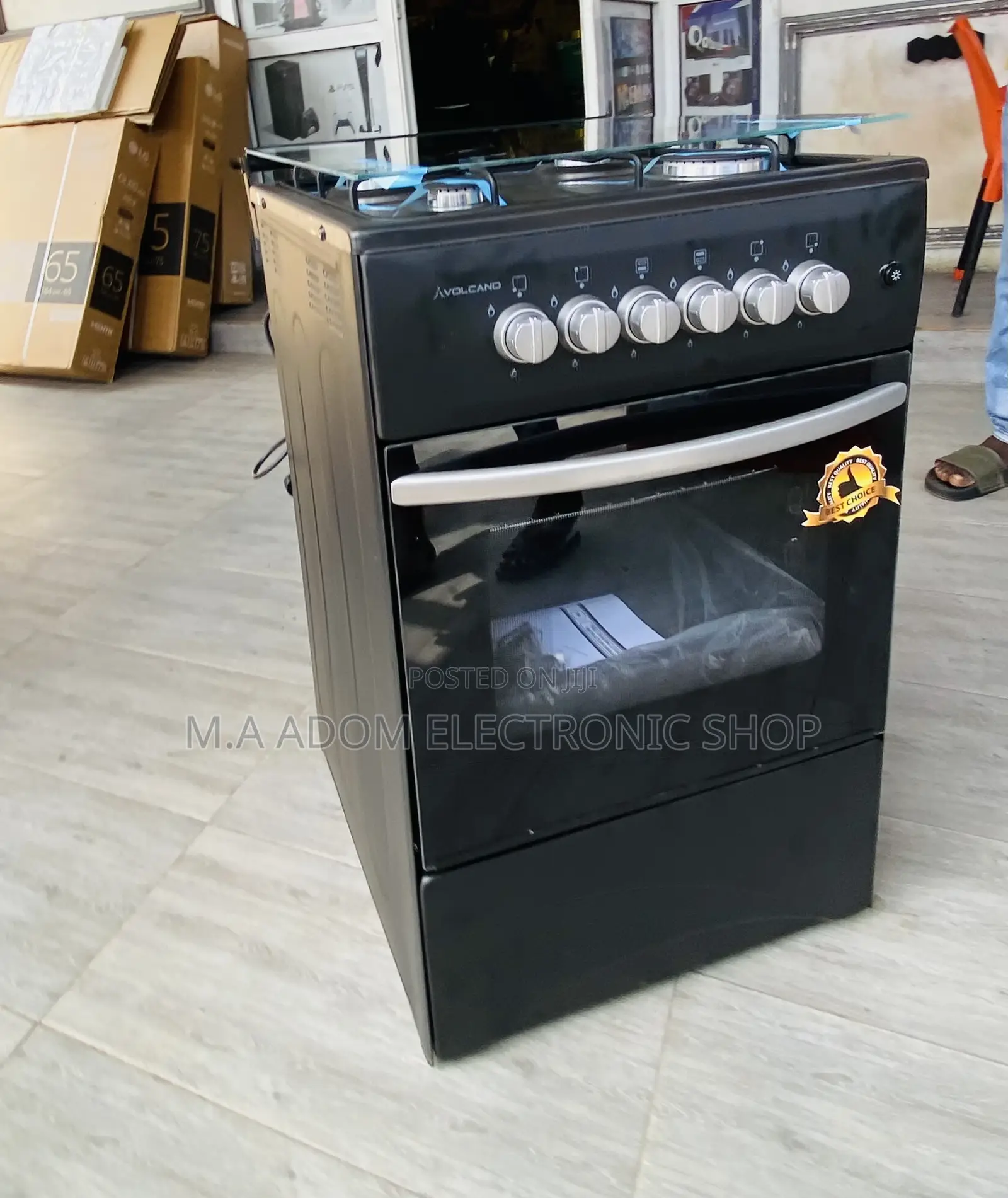 Authentic Black Volcano 50x50 4 Gas Burner With Oven.