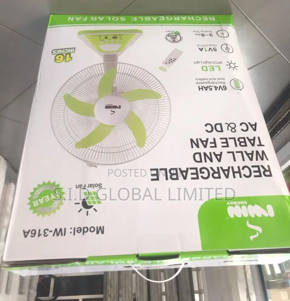 Available Iwin Rechargeable Solar Stand Fan
