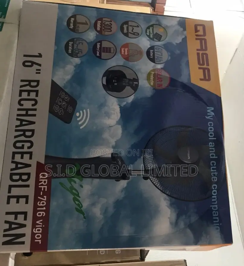Perfect Qasa Solar Rechargeable Stand Fan