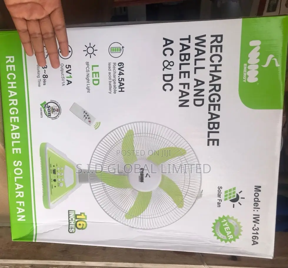 Superb Iwin Solar Rechargeable Standing Fan