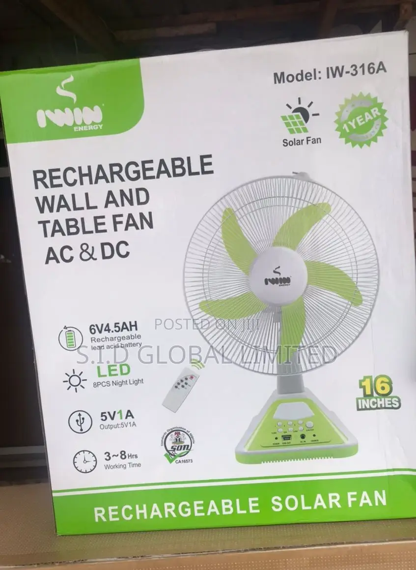 Amazing Iwin Solar Rechargeable Standing Fan