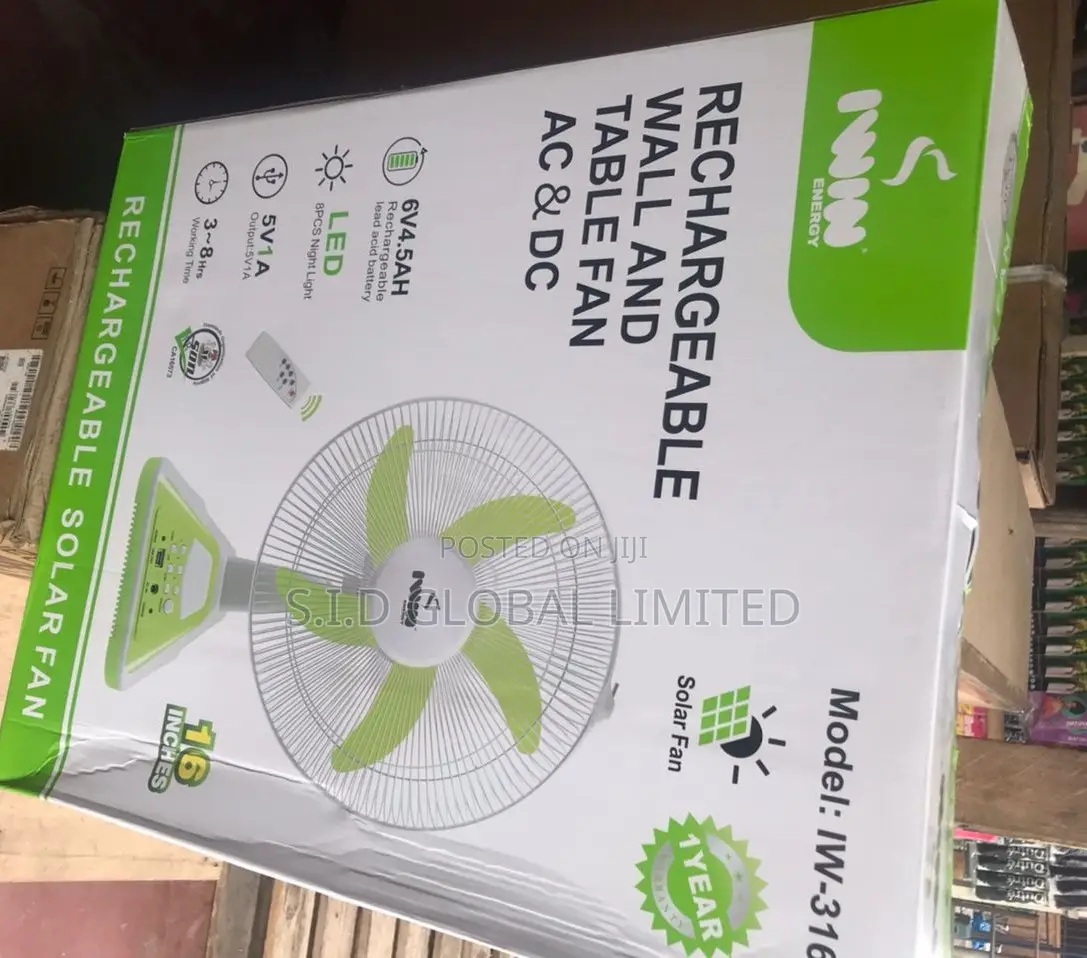 Brand New IWIN Solar Rechargeable Standing Fan