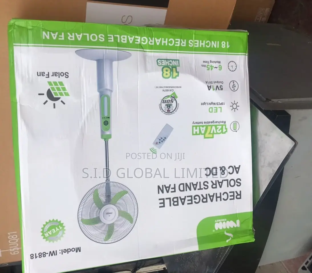 Exclusive IWIN 16inchs Rechargeable Solar Stand Fan