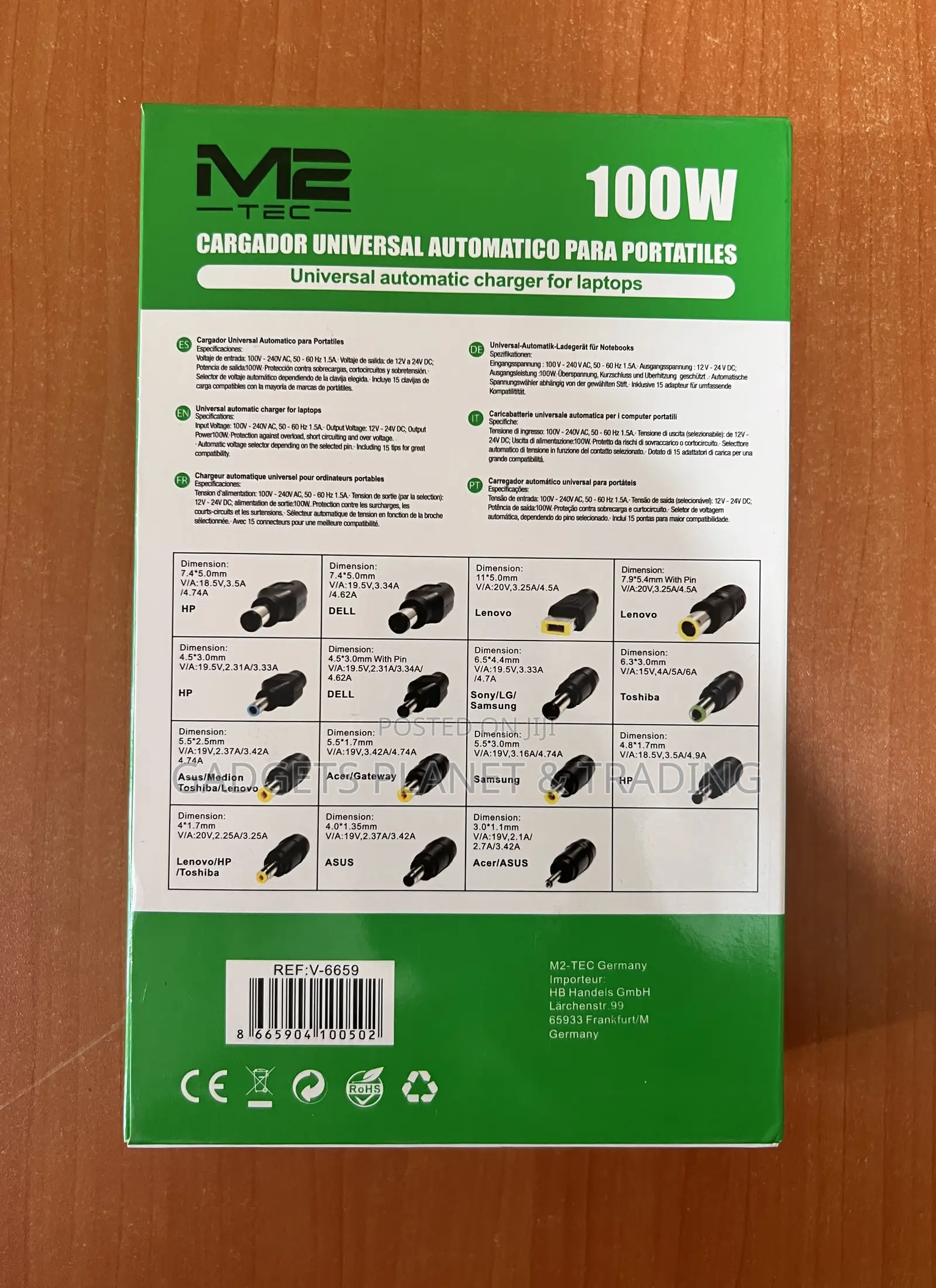 M2 Tec Universal Laptop Charger With 15 Tips - 100w
