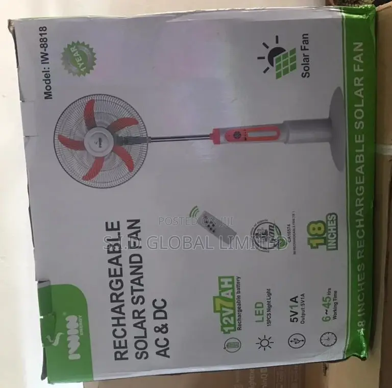 Upgrade to a Greener Home With Solar Rechargeable Stand Fan