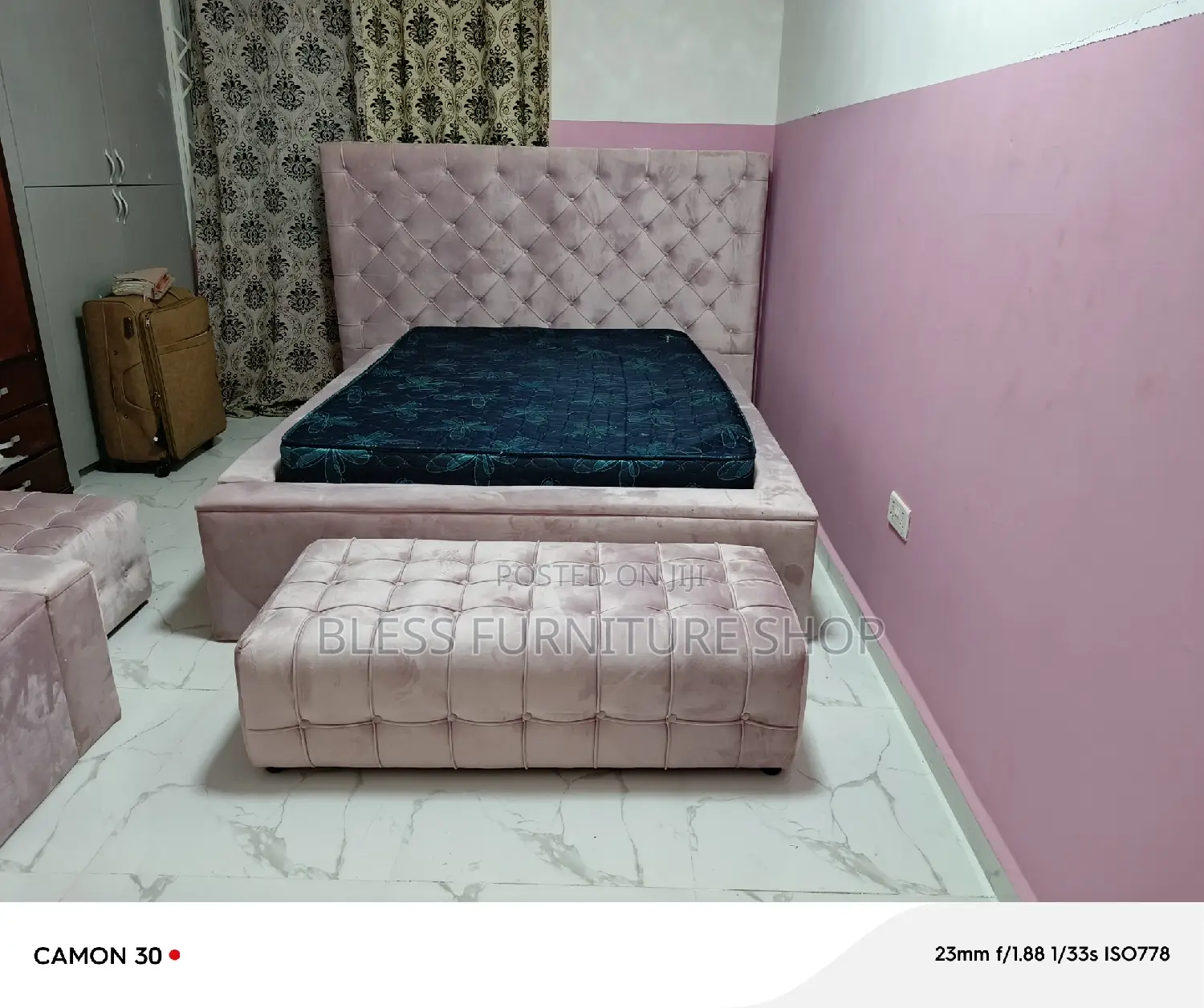 Queen Size Bed Frame and Ottoman
