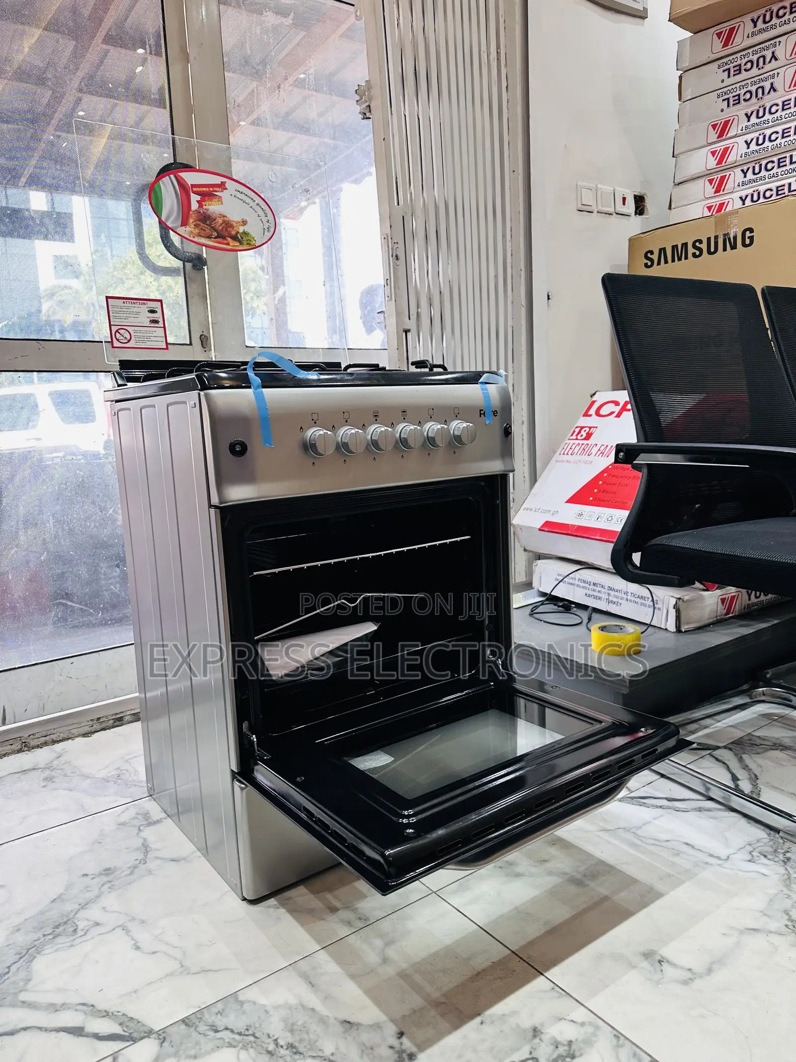 Grey Stainless Steel Gas Oven 4burner 50/50 Volcano