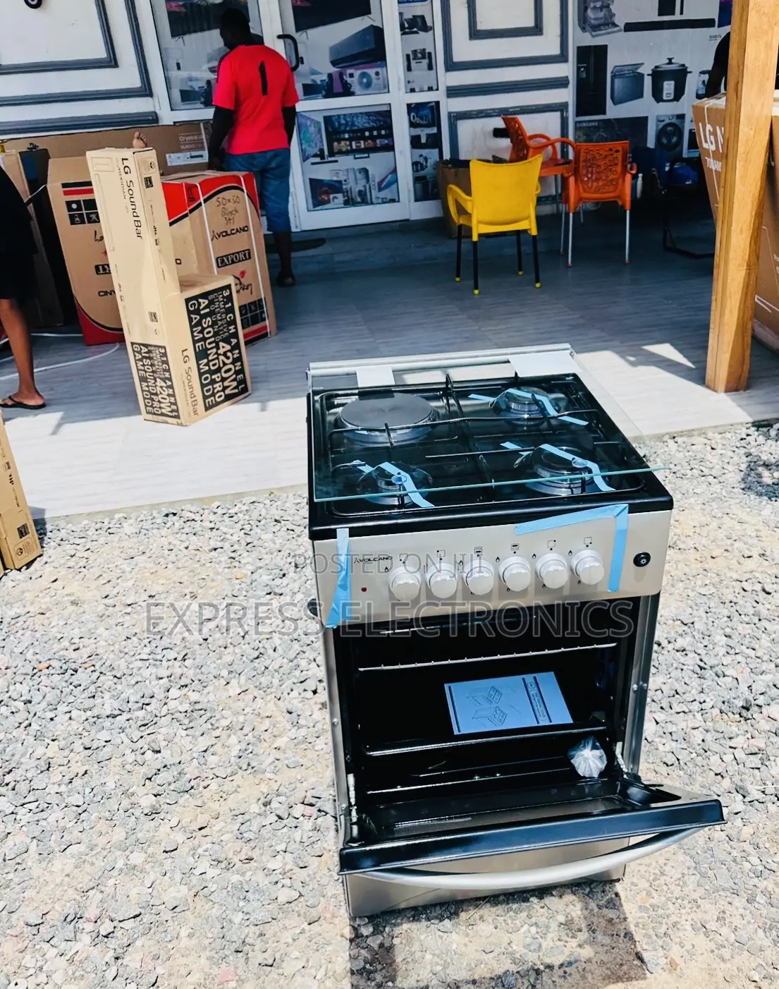 Better Deal on Grey Gas Electric 3+1 Stove Oven Volcano