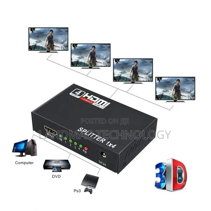 HDMI Splitter 4-Port 1080P, Computer Video High-Definition C
