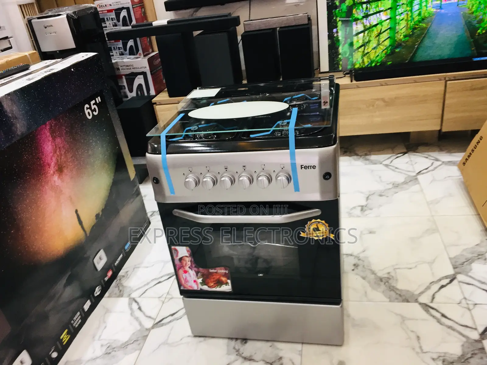 Grey Color Gas Cooker Oven (60/60) 4burner )