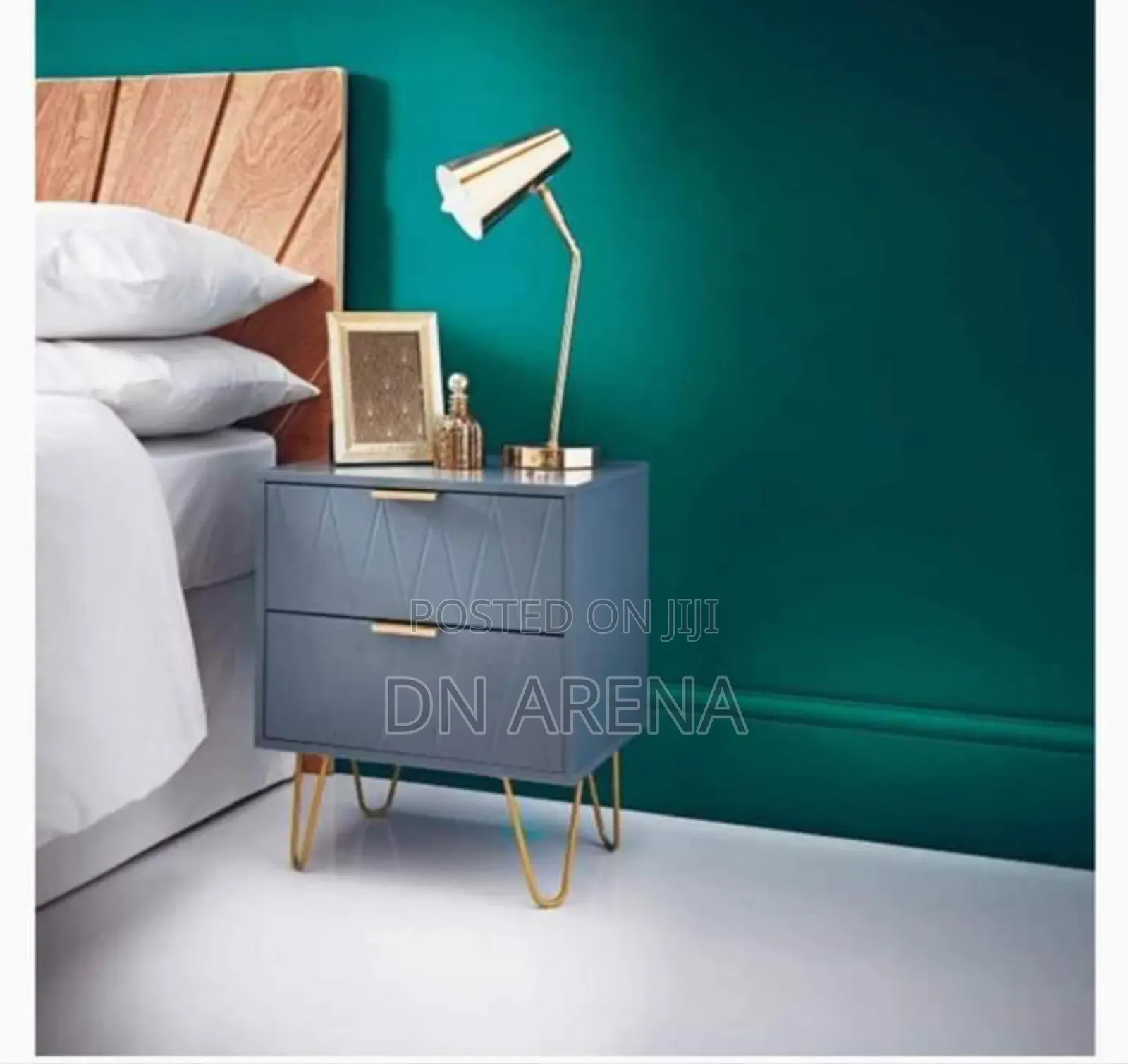 Bed Side Cabinet With Rose Gold Finished