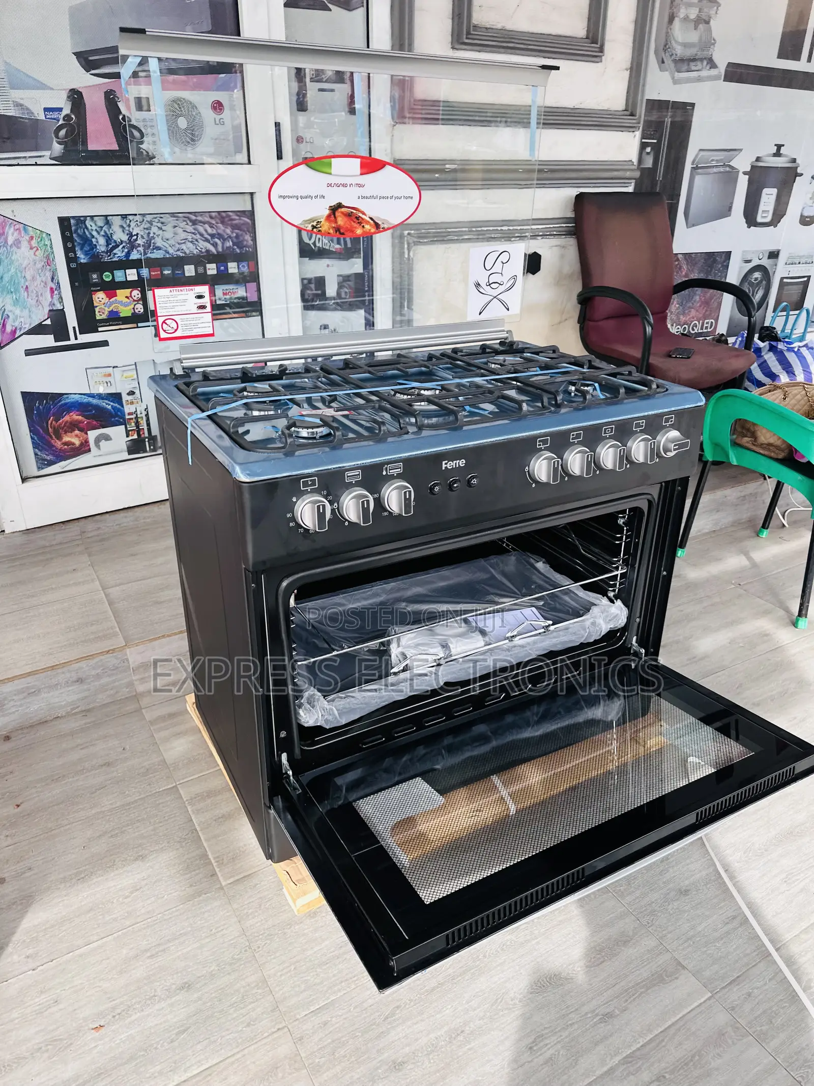 Spectacular Black Design Ferre 60/90 Gas Cooker 5burner