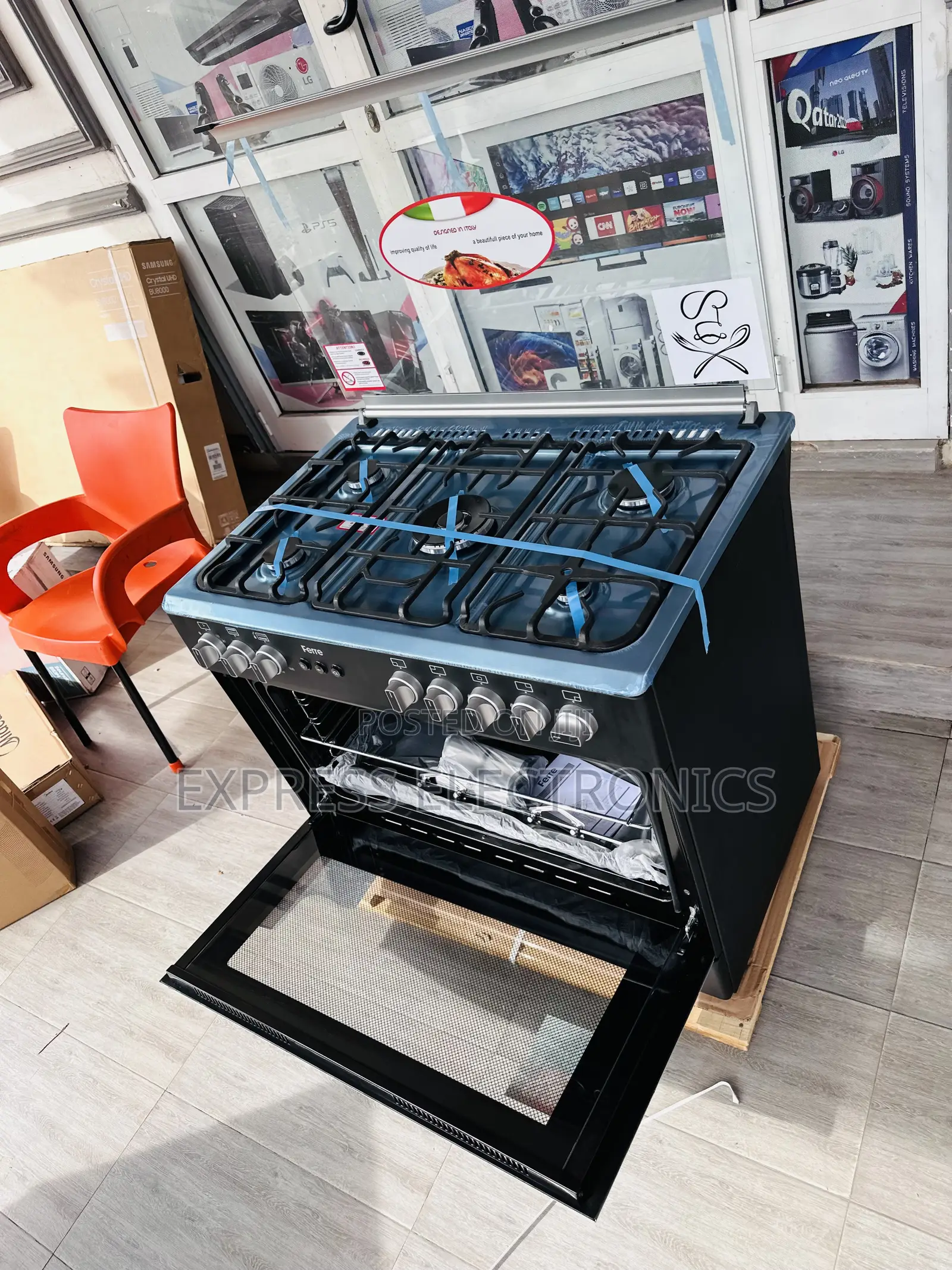 Black Ferre 60/90 5burner Oven Rotisserie