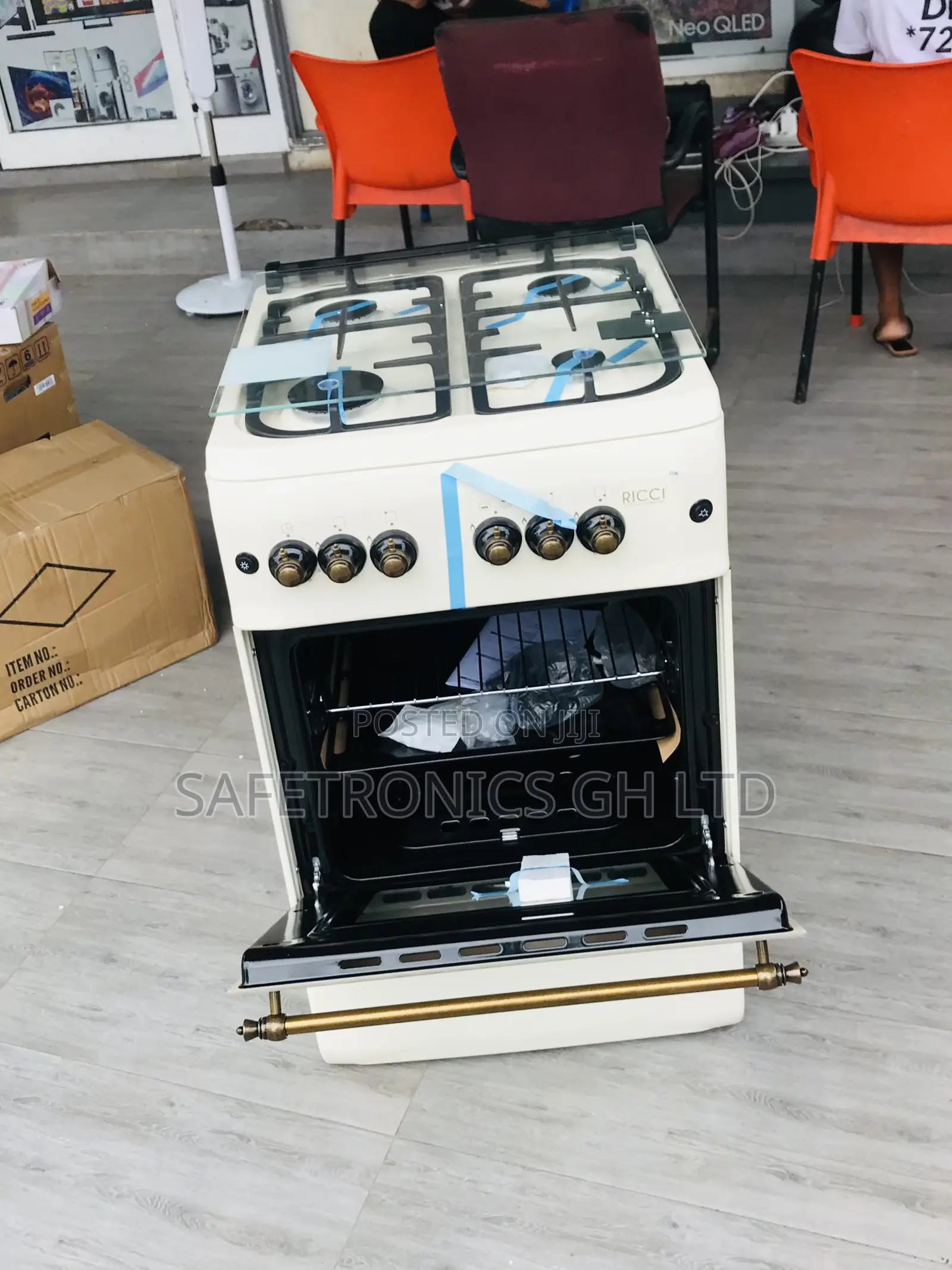 50x50 Ricci 4 Gas Cooer Oven With Grill White Reliable 