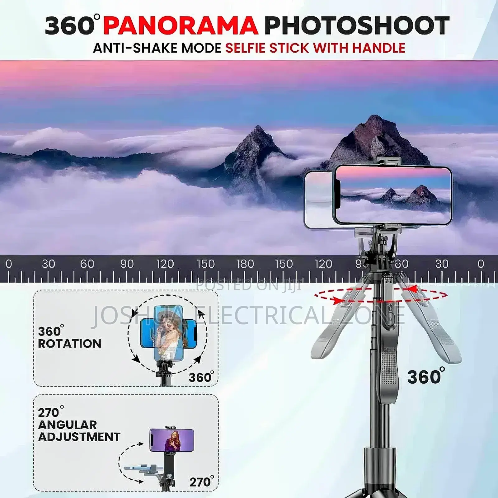 Selfie Stick Tripod 360° Balance Handle. 153cm Long. L16